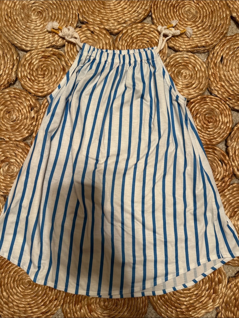 Blue and White Striped girls dress